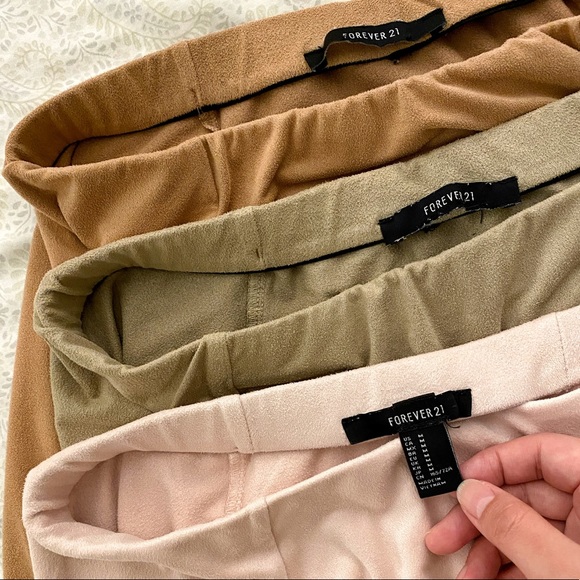 3 F21 (juniors) faux suede stretchy skater skirts, tan pink - Picture 2 of 8